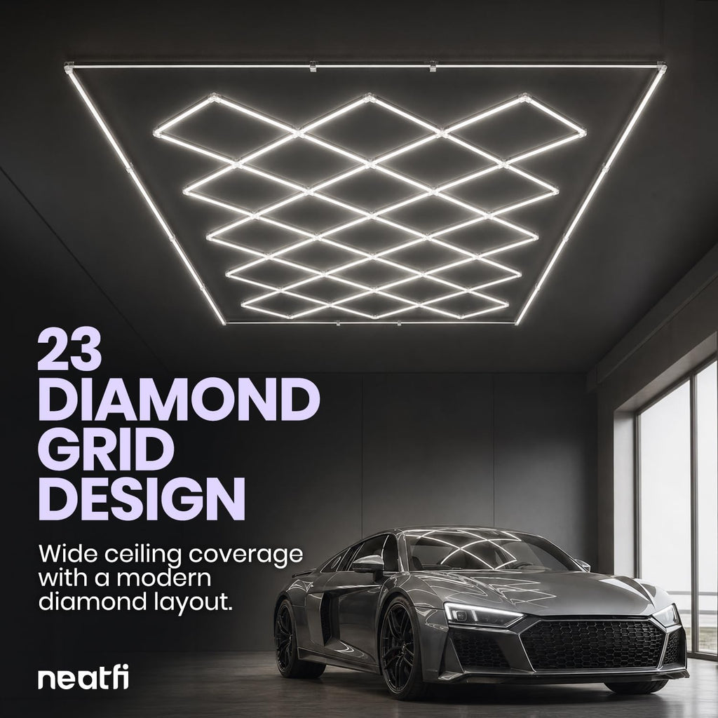 74,800 Lumens LED Garage Light, 23 Diamond Grids, Close-to-Ceiling, Cool White