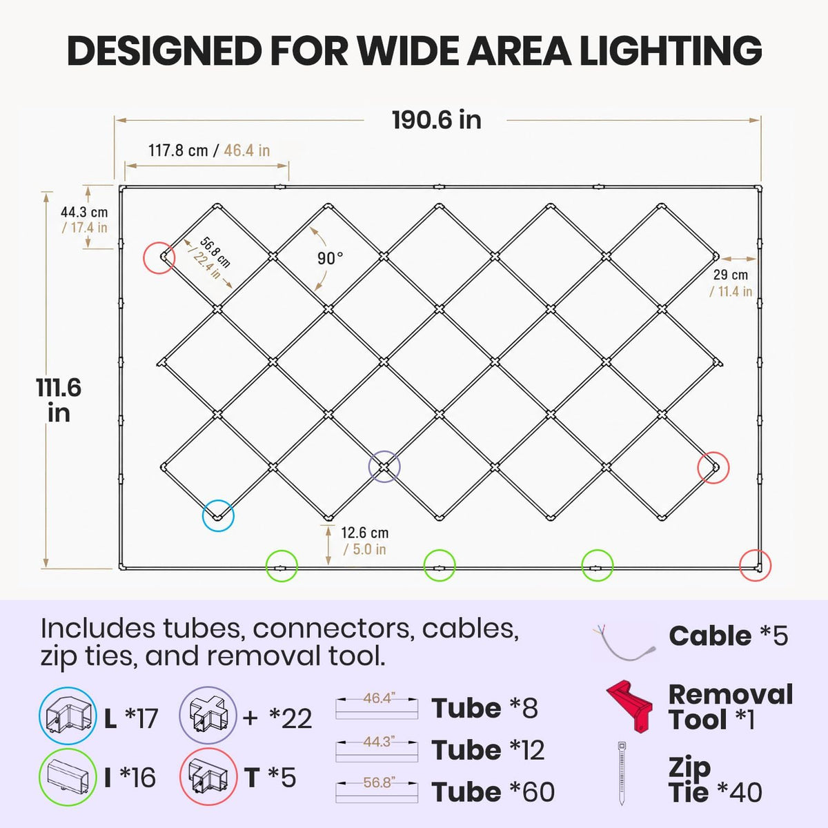 74,800 Lumens LED Garage Light, 23 Diamond Grids, Close-to-Ceiling, Cool White