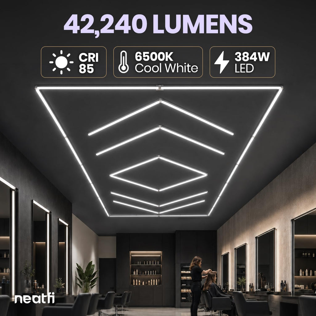 42,240 Lumens 384W, Layered Arrows LED Garage Light, Close-to-Ceiling, Cool White