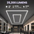 2-Rectangle LED Garage Light – 35,200 Lumens, Dimmable for Shops & Gyms, Hanging/Suspended, Cool White