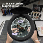 5" Wide Bifocals Glass Lens – 1200 Lumens LED Magnifying Floor Lamp with Rolling Base, Black