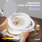 5" LED Magnifying Floor Lamp – 1,000 Lumens, 5D Magnification, Adjustable CCT, Rolling Base, White