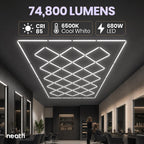 74,800 Lumens LED Garage Light, 23 Diamond Grids, Close-to-Ceiling, Cool White