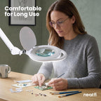 5" LED Magnifying Floor Lamp – 1,000 Lumens, 5D Magnification, Adjustable CCT, Rolling Base, White