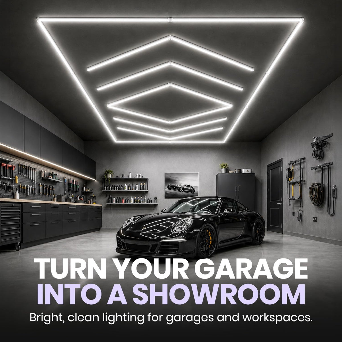 42,240 Lumens 384W, Layered Arrows LED Garage Light, Close-to-Ceiling, Cool White