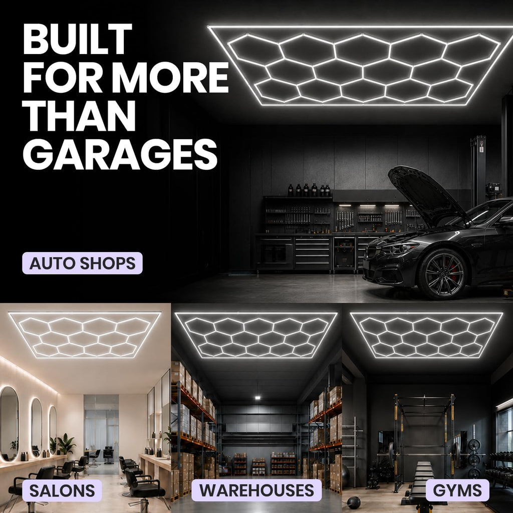 15-Hex LED Garage Light – 60,720 Lumens, Dimmable, Cool White