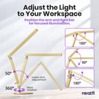 Professional Pro LED Task Lamp, 20W, CRI 95, Stepless Dimming, Gold