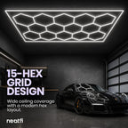15-Hex LED Garage Light – 60,720 Lumens, Dimmable, Cool White