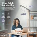 Lampe de bureau LED Premium 38", 5200 lumens – Lumière ultra-lumineuse, à pince, 40W, température de couleur 4000K, tête réglable – Idéale pour le bureau à domicile et l'étude – Grise