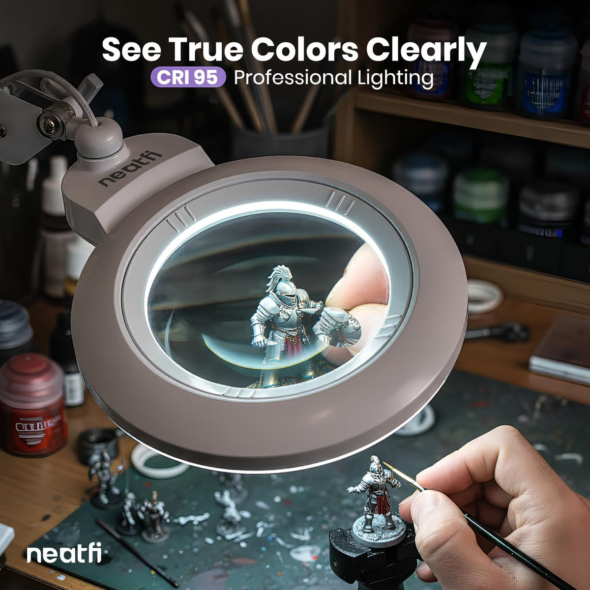 7" Acrylic Lens Pro LED Magnifying Lamp – 5D/20D, CRI 95, Dimmable, White