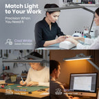 3500 Lumens LED Desk Lamp with Base – 26" Ultra-Wide, 3 Light Modes, Touch Control Light, Silver