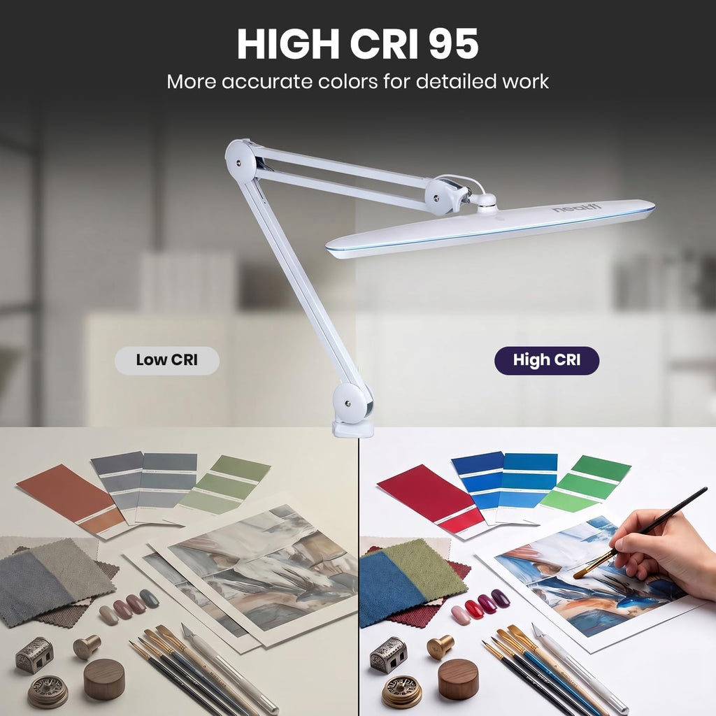 Pro 2200 Lumens LED Desk Lamp – True Color Accuracy CRI 95, 23-Inches Wide, Dimmable, White