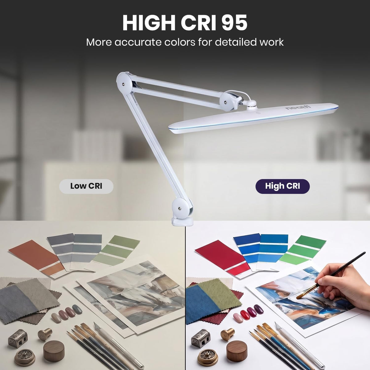 Pro 2200 Lumens LED Desk Lamp – True Color Accuracy CRI 95, 23-Inches Wide, Dimmable, White
