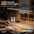 2200 Lumens LED Desk Lamp with Base – 23" Wide Shade, Dimmable, 3 Light Modes, White