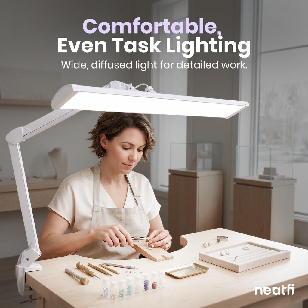 Pro 4500 Lumens LED Desk Lamp, Clamp, CRI 95, Dimmable, White