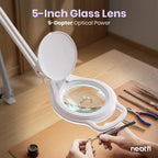 Pro LED Magnifying Lamp, 1200 Lumens, CRI 95, Glass Lens, White