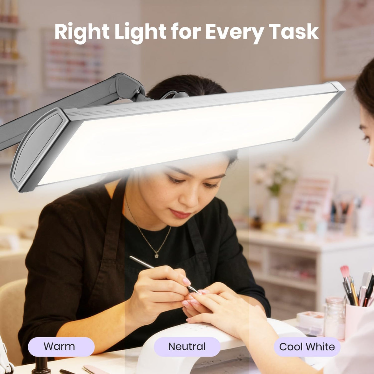 3500 Lumens LED Desk Lamp with Base – 26" Ultra-Wide, 3 Light Modes, Touch Control Light, Silver