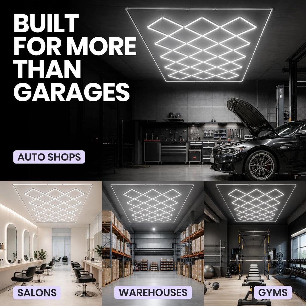 74,800 Lumens LED Garage Light, 23 Diamond Grids, Close-to-Ceiling, Cool White