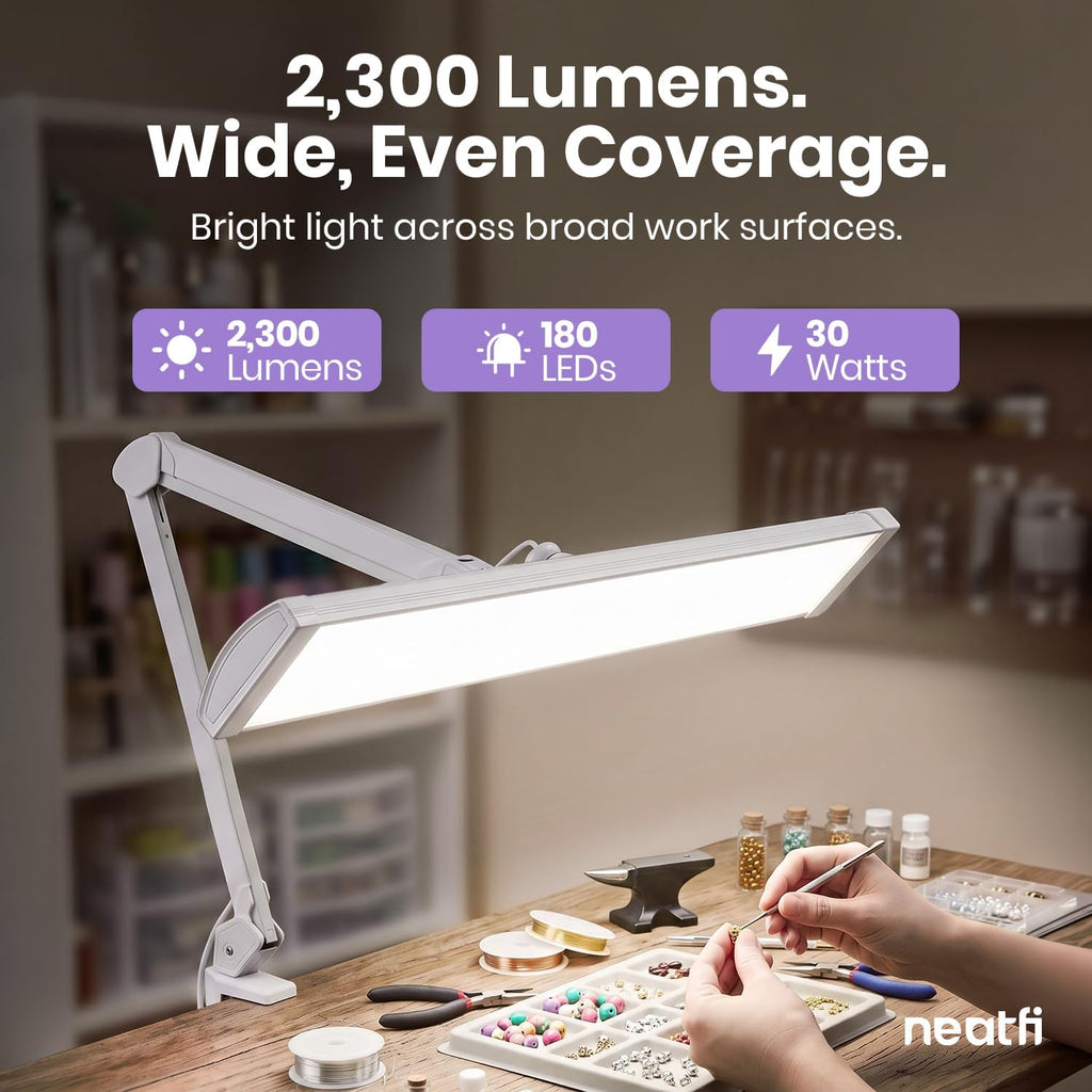 Pro 2300Lumens LED Desk Lamp, Clamp, CRI 95, 24-Inch Head, White