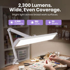 Pro 2300Lumens LED Desk Lamp, Clamp, CRI 95, 24-Inch Head, White