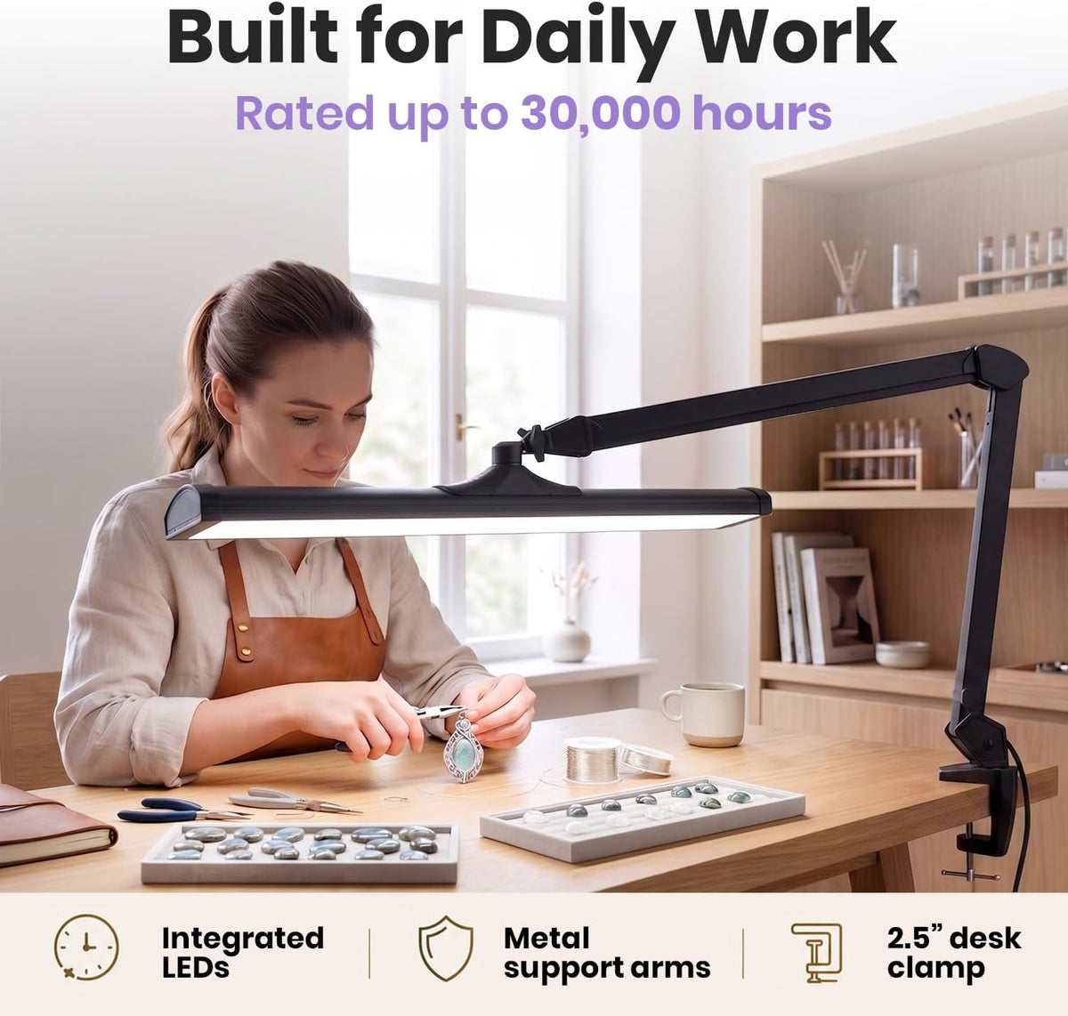 Pro 2300Lumens LED Desk Lamp, Clamp, CRI 95, 24-Inch Head, Black
