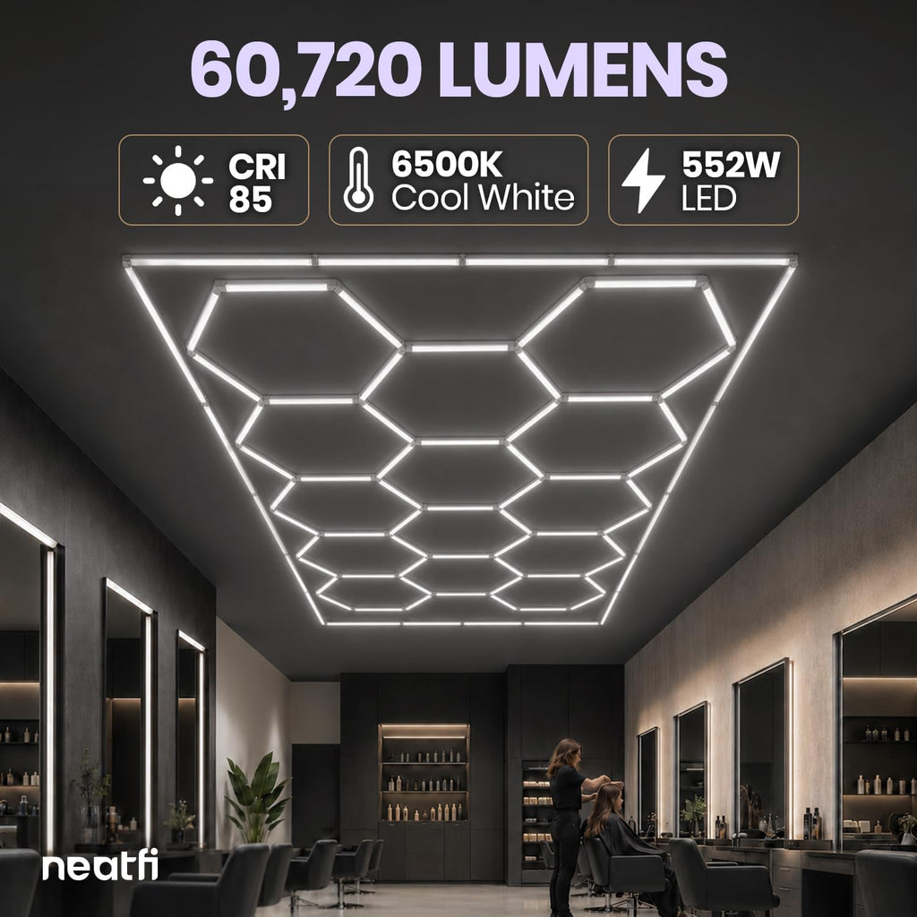 15-Hex LED Garage Light – 60,720 Lumens, Dimmable, Cool White