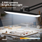 Pro 20-Inches LED Desk Lamp – CRI 95, 2200 Lumens, Dimmable & Adjustable Arm, Black