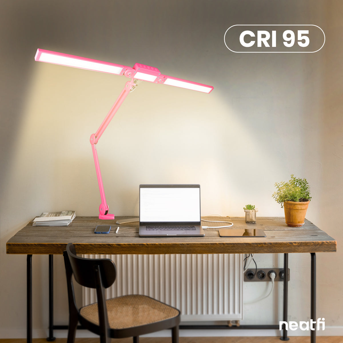 41" Pro LED Task Lamp with Clamp – 3000 Lumens, CRI 95, Dimmable, 3 Color Modes, Pink