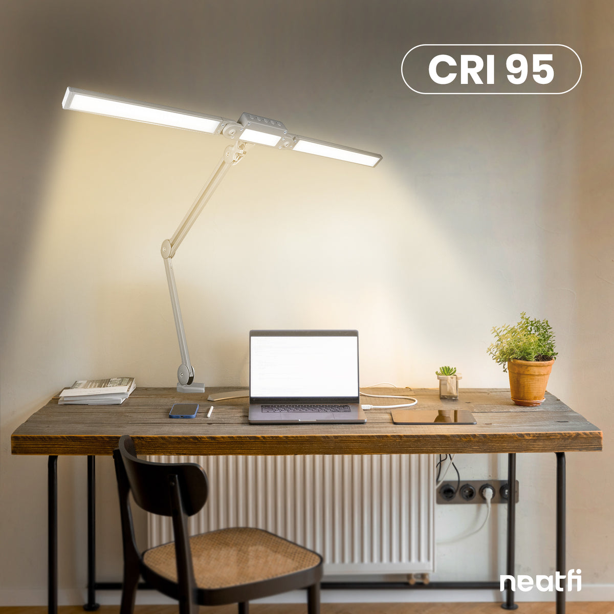 41" Pro LED Task Lamp with Clamp – 3000 Lumens, CRI 95, Dimmable, 3 Color Modes, Silver