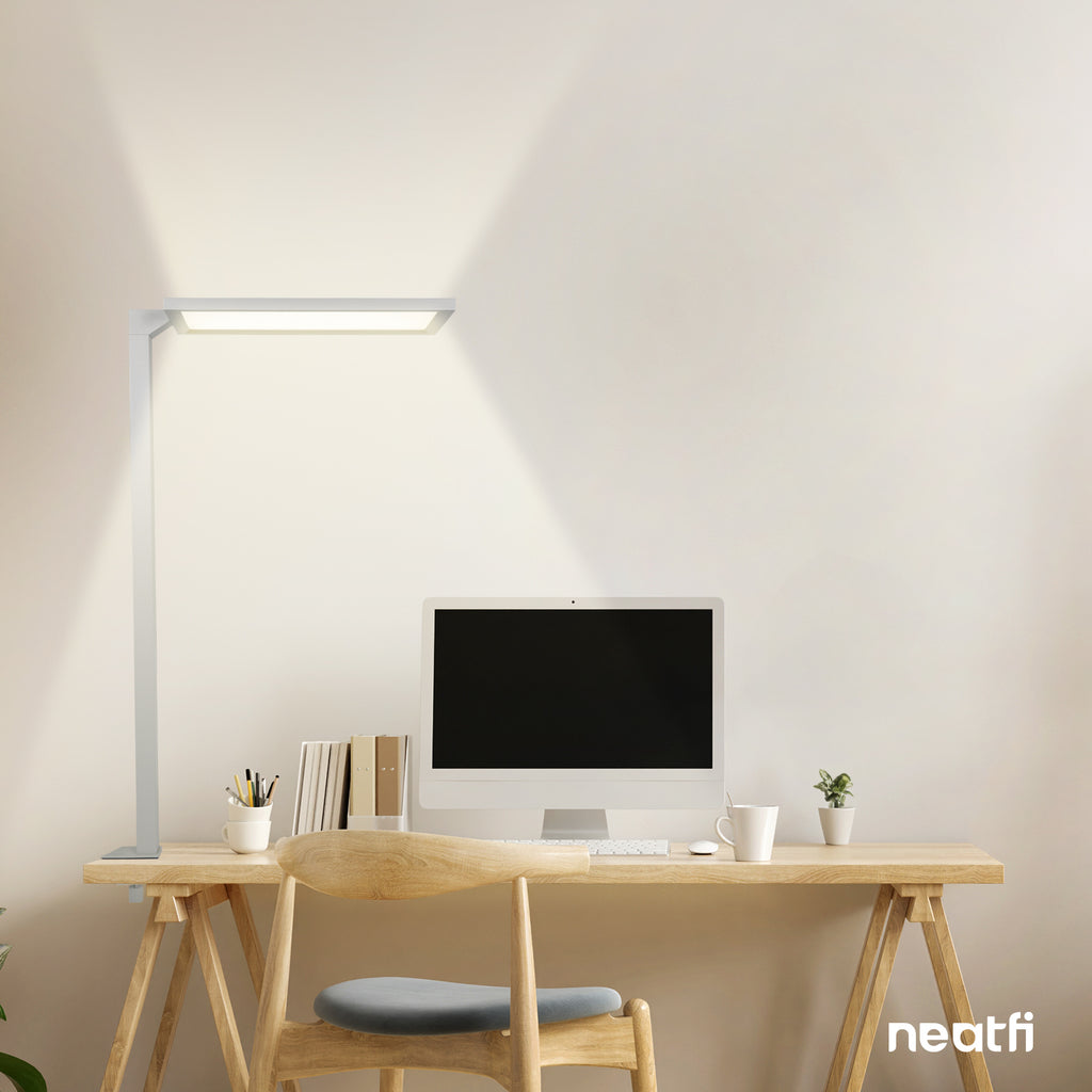 Premium LED Desk Lamp with Clamp - Touch Control Desk Lamps for Office, Clamp-on Nail Desk Lamp, 70W Ultra Bright Architect Desk Light - Gray