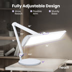 3500 Lumens LED Desk Lamp – 26” Ultra-Wide Shade, Non-Flickering Task Light with Base, White
