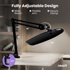 20” Wide Head LED Desk Lamp with Clamp – 2200 Lumens Task Light for Home Office & Crafts, Black