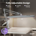23” Wide Shade, 2200 Lumens LED Desk Lamp with Base – Dimmable, Eye-Caring Task Light, Silver