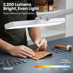 2500 Lumens LED Desk Lamp with Base – 22" Wide Shade, 5 Color Modes for Nails & Crafts, White