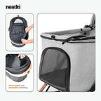 Foldable Pet Stroller for Dogs and Cats, 33 lbs Capacity, 360° Swivel Front Wheels, One-Click Fold, Brake System, Leash &amp; Lock Clips, Removable Washable Padding, and Cup Holder (Gray)