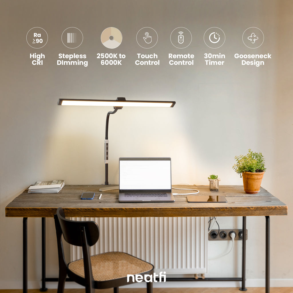 Lampe de bureau col de cygne moderne avec pince, contrôle tactile et à distance