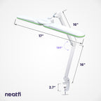 17” Wide Shade Elite LED Desk Lamp with Clamp – 3 Light Modes, Non-Polar Dimming, Green Ring
