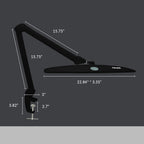 2260 Lumens Elite Task Lamp with Clamp – 22" Wide, 3 Color Modes for Nails & Crafts, Black