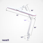 17” Wide Shade Elite LED Desk Lamp with Clamp – 3 Light Modes, Non-Polar Dimming, Pink Ring