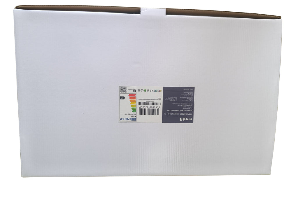 17” Wide Shade Elite LED Desk Lamp with Clamp – 3 Light Modes, Non-Polar Dimming, Green Ring