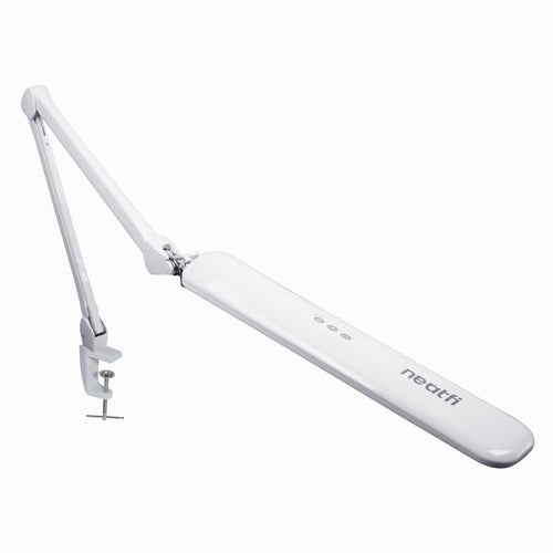 17" Wide Shade Elite Desk Lamp with Clamp – Adjustable & Non-polar Dimming Light, White