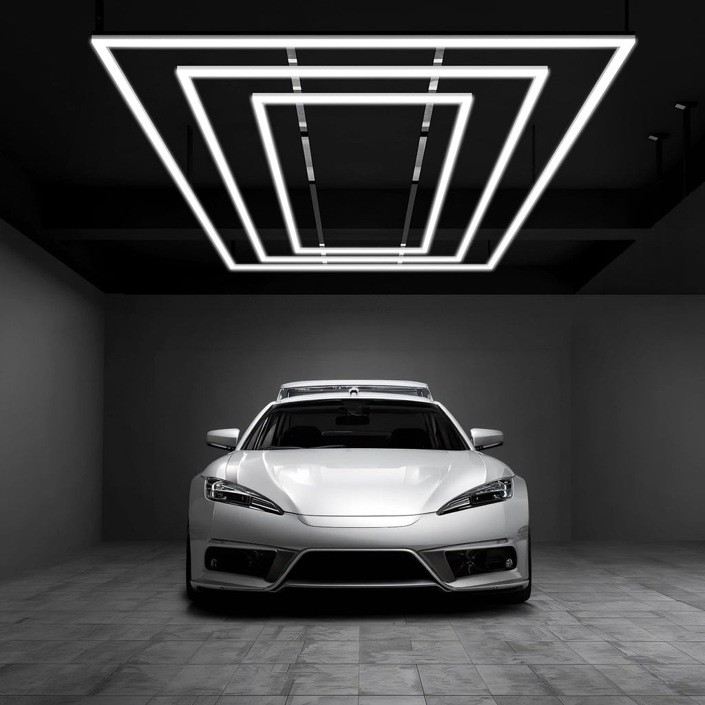 52,800 Lumens Dimmable LED Garage Light, 3 Rectangles, Close-to-Ceiling, Cool White