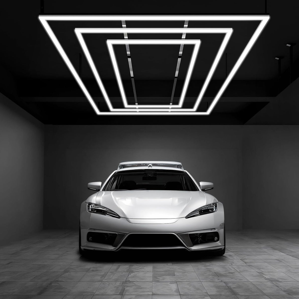 52,800 Lumens Dimmable LED Garage Light, 3 Rectangles, Close-to-Ceiling, Cool White
