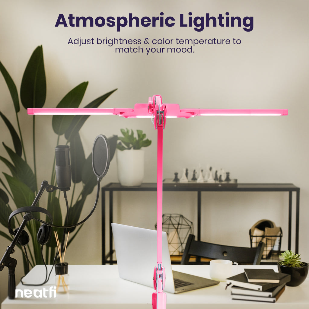 41" Pro LED Task Lamp with Clamp – 3000 Lumens, CRI 95, Dimmable, 3 Color Modes, Pink