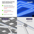 3 Rectangles LED Ceiling Light – 52,800 Lumens, Easy Installation for Shops & Salons, Blue