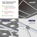 Lámpara de techo LED de 4 paneles - 31,680 lúmenes ultrabrillante para talleres automotrices, almacenes y gimnasios, blanco frío