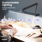 3500 Lumens LED Desk Lamp – 26” Ultra-Wide Shade, Non-Flickering Task Light with Clamp, White