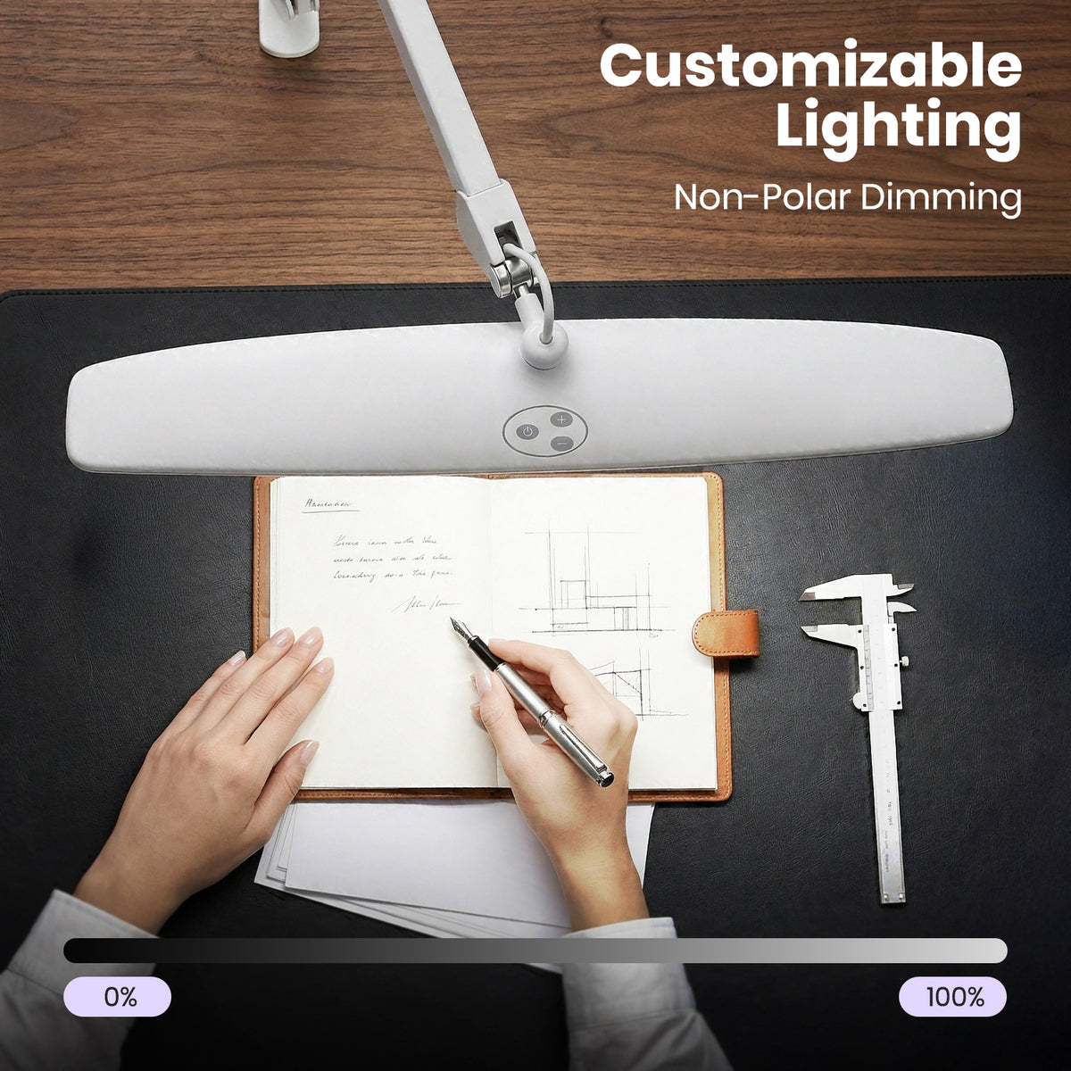 1600 Lumens LED Desk Lamp with Clamp – 22" Wide Shade, Adjustable & Non-polar Dimming Light, White