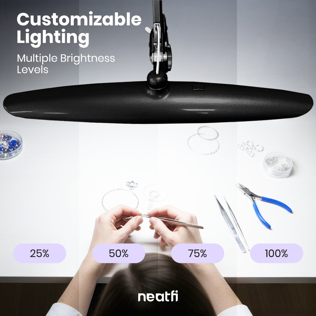 2200 Lumens LED Desk Lamp with Base – 20” Wide Shade, 3 Light Modes, Dimmable Task Light, Black