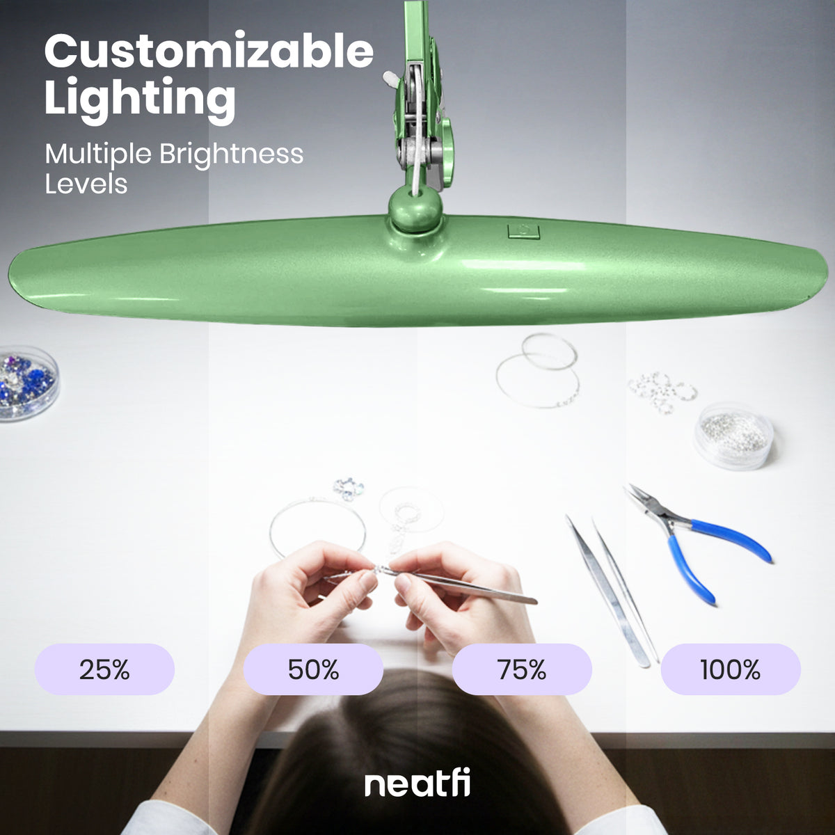 20” Wide Head LED Desk Lamp with Clamp – 2200 Lumens Task Light for Home Office & Crafts, Midnight Green